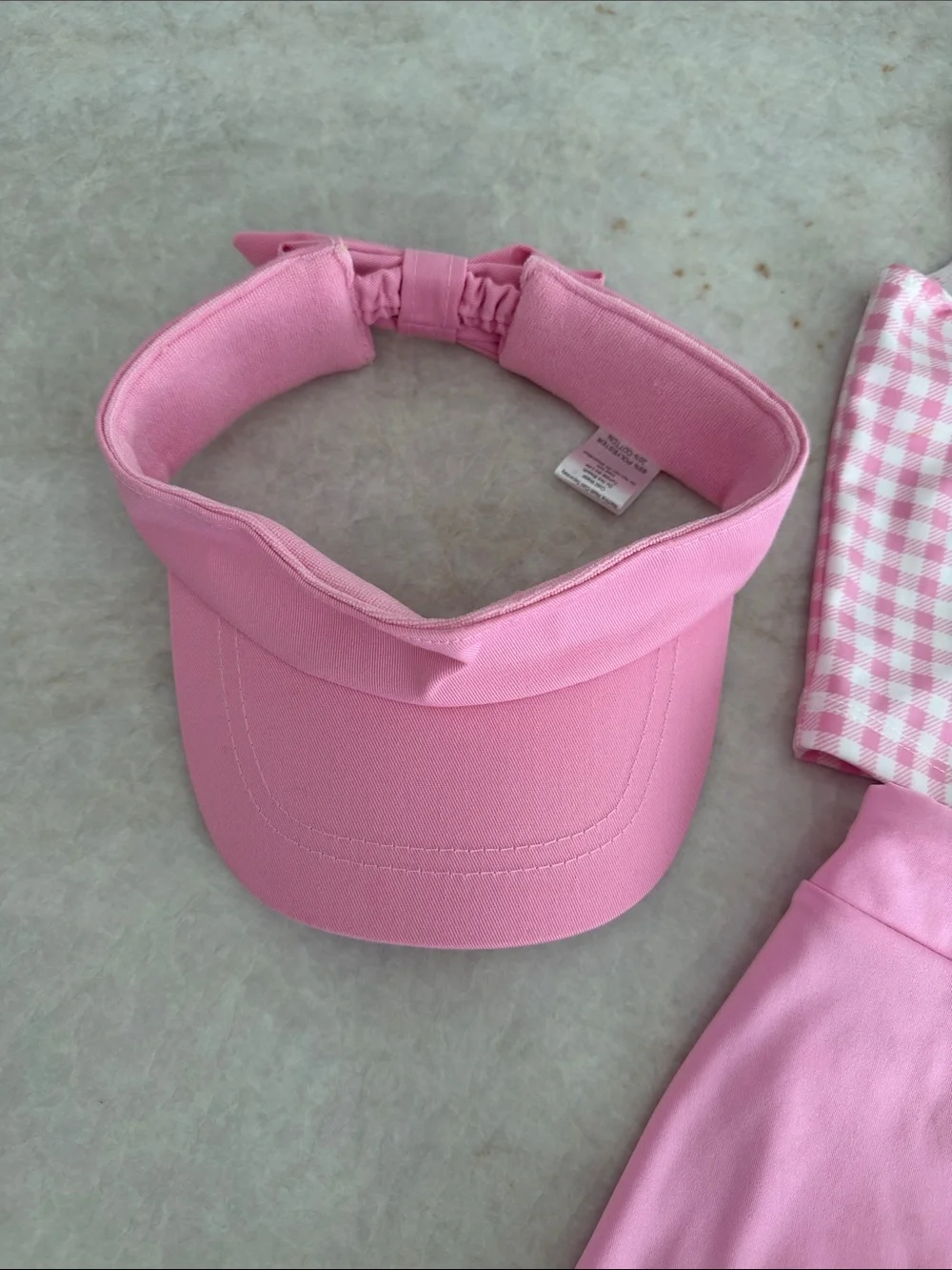 Pink Gingham Sleeveless Polo Top & Pink Skort Set